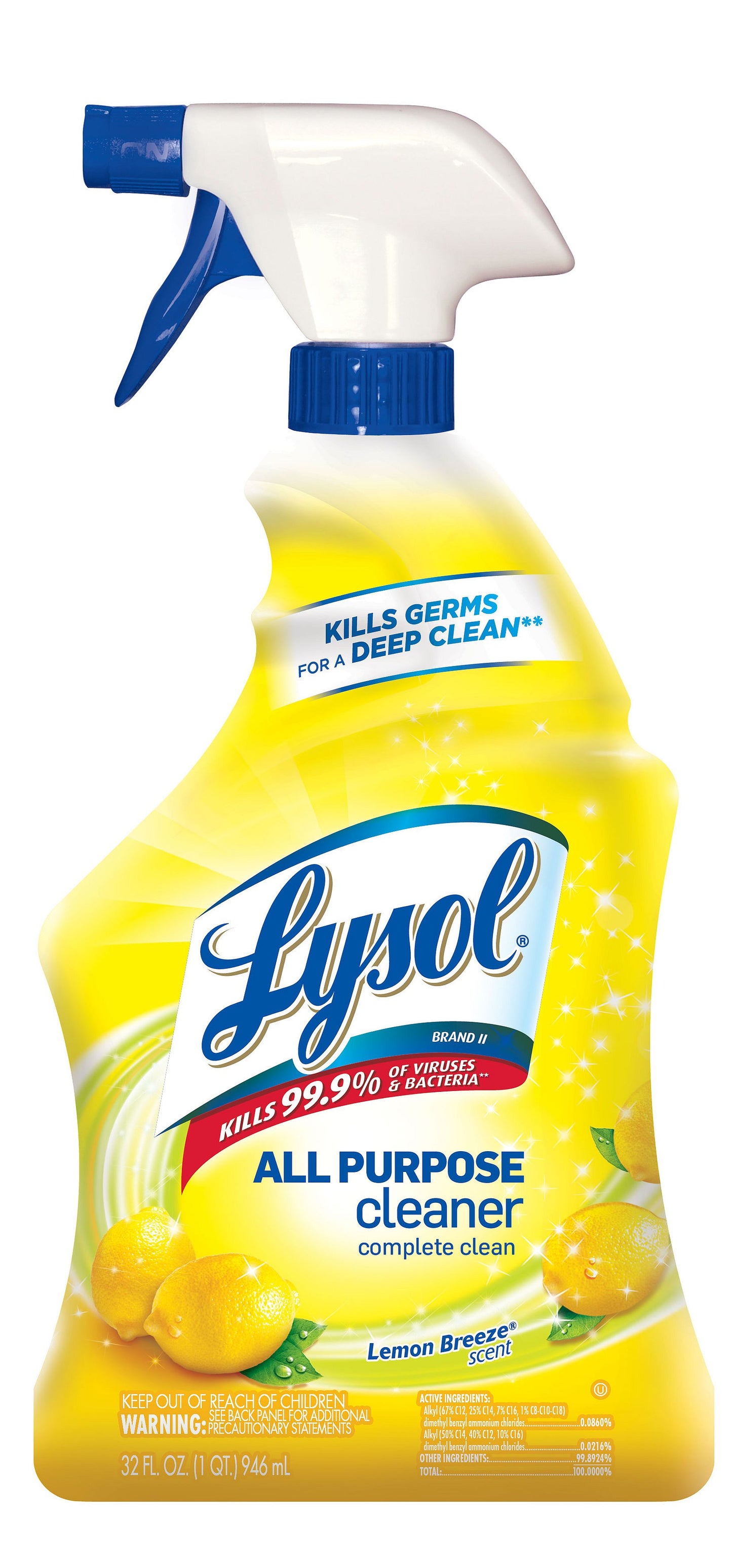 Reckitt Benckiser , Lysol All Purpose Cleaner , 32 oz. Trigger Spray  Lemon Breeze , 12 / cs