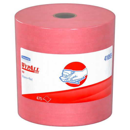 Kimberly Clark , WypAll X80 Cloths Jumbo Roll , Red 12.5" x 13.4" 475 Wipers/Roll , 1 Roll