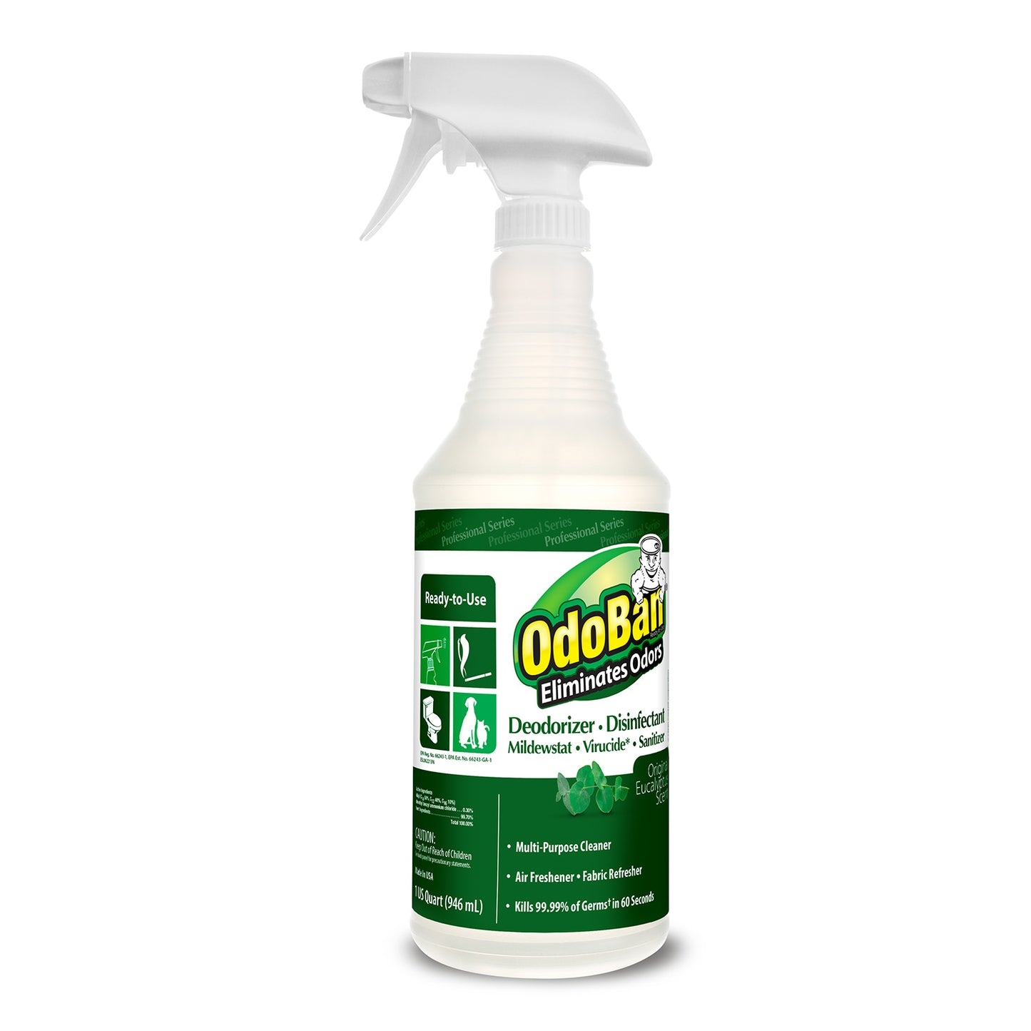 Clean Control , OdoBan Deodorizer & Disinfectant , RTU Eucalyptus 32 oz , 12 / cs