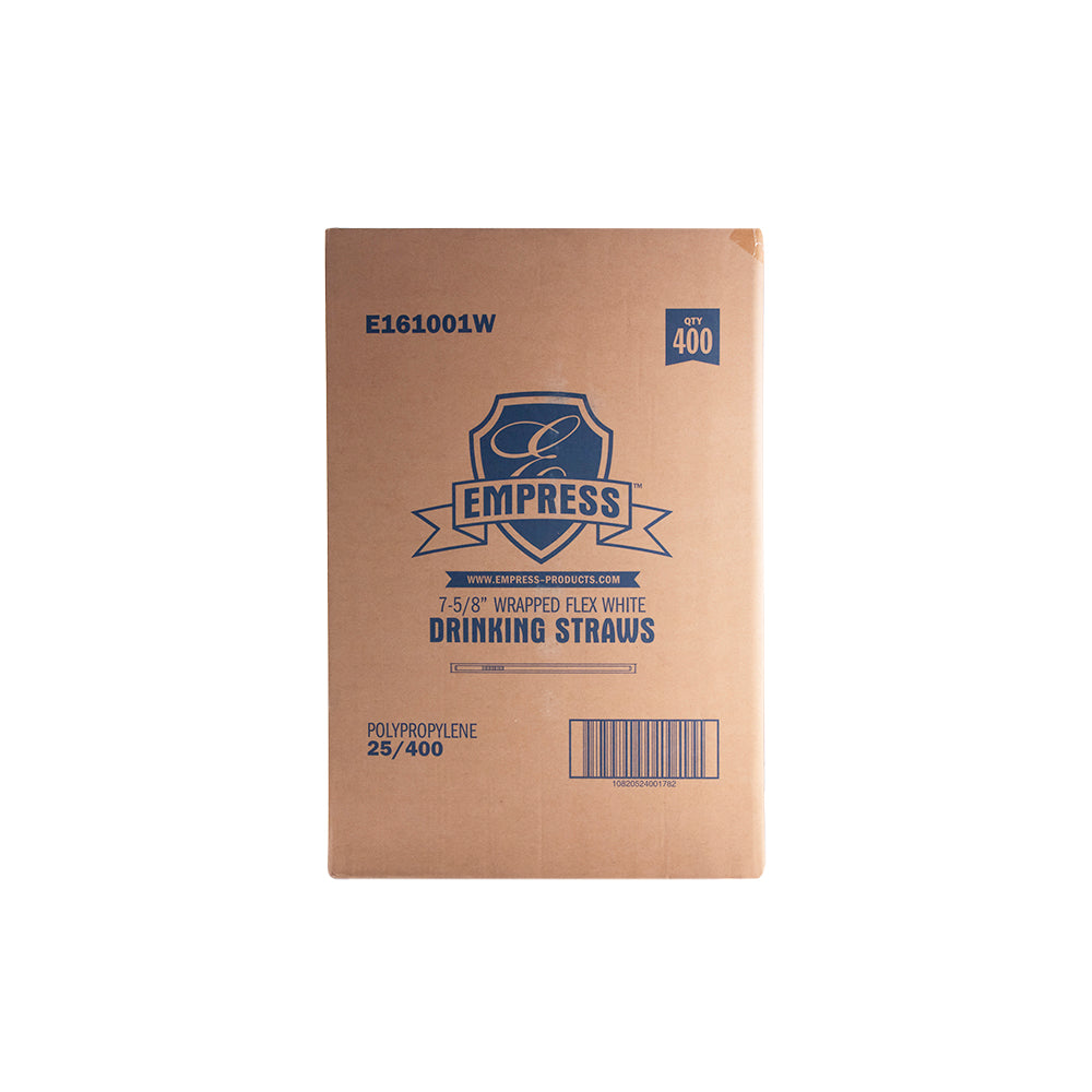 Empress , Jumbo Flex Straw Paper Wrapped , 7.625" White Boxed , 25 / 400 cs