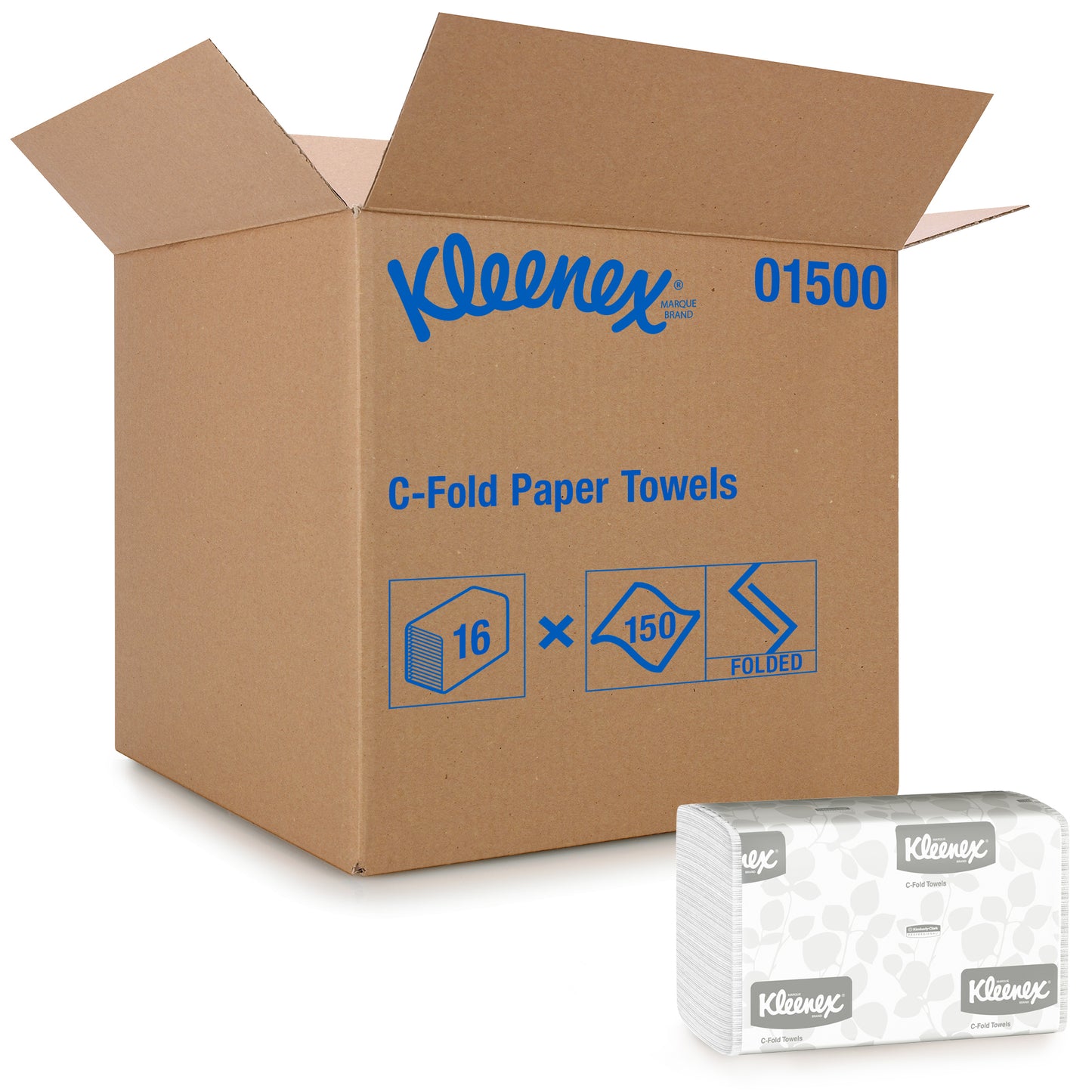 Kimberly Clark , Kleenex C-Fold Towels , White 10.125" x 13.15" , 16 / 150 cs