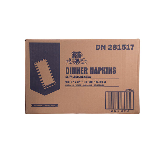 Empress , Dinner Napkin Brick Pack , 15" X 16" 1/8 Fold 2 Ply White , 20 / 150 cs