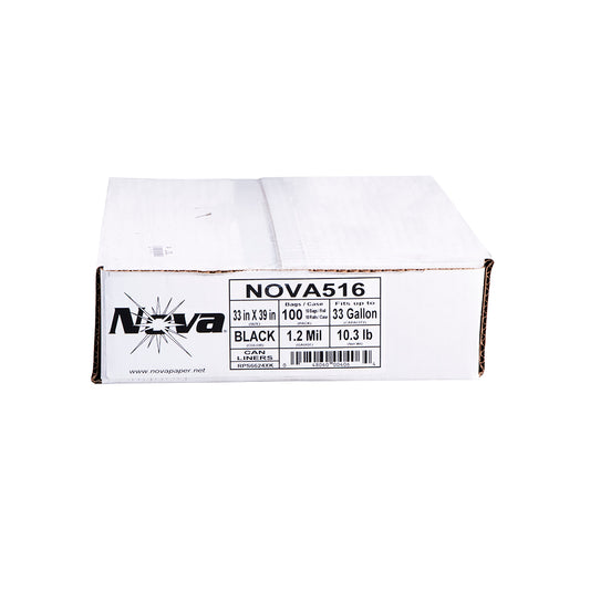 Nova , 33x39 1.2 mil Black Repro Can Liner , 33 Gallon , 100 / cs