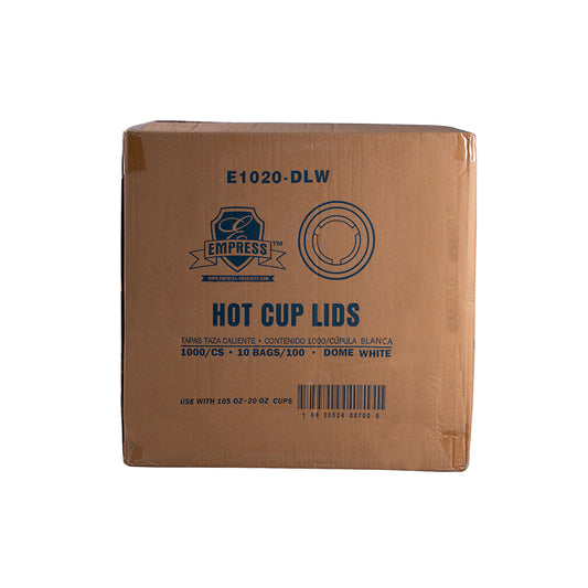 Empress , Dome Lid for 10-20oz Paper Hot Cups , White , 10 / 100 cs