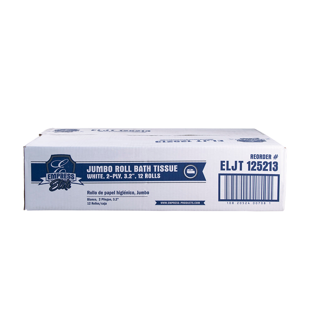 Empress Elite , Jumbo Roll Tissue , 9" 2 Ply White , 12 Rolls