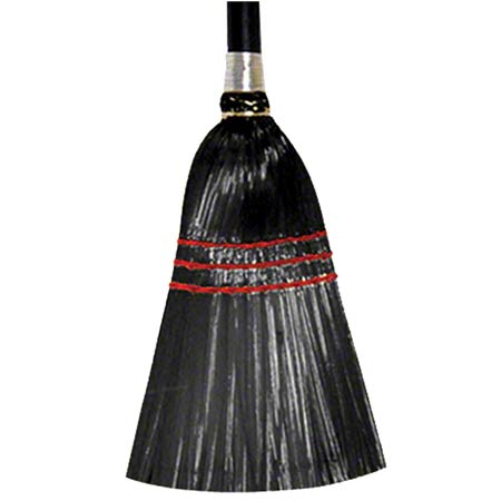 Performance Plus , Black Plastic Lobby Broom , Poly 3 Stitch 30" X  13/16" Handle , 12 / cs