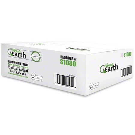 Simple Earth , Hardwound Towel , 8" X 350'  Natural , 12 Rolls