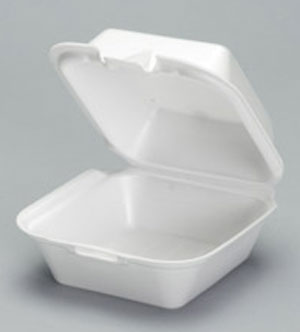 Genpak , 6" Hinged Sandwich Container , White Foam , 4 / 125 cs