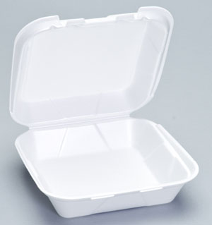 Genpak , Medium 1 Compt Hinged Container , 8"x8"x3" White Foam , 2 / 100 cs