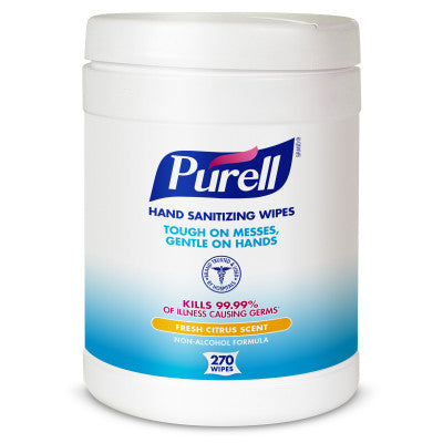 Gojo , Purell Sanitizing Wipes , 270 ct canister Wipe Size 6" x 6.75 , 6 / cs