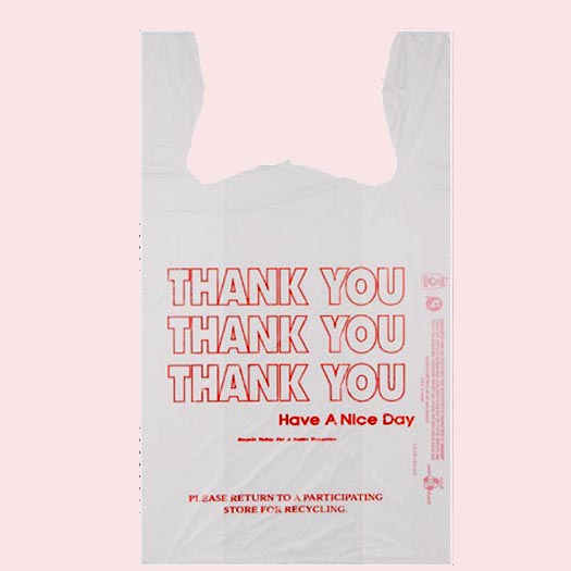 IBS , 1/6 Thank You Red Print , White T-Shirt Bag , 850 / cs