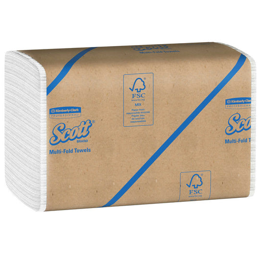 Kimberly Clark , Scott Multi-Fold Towels , 100% Recycled Fiber White 9.2x9.4 , 16 / 250 cs